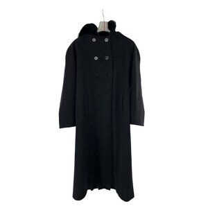 Albert Nipon Petites Wool Coat Fox Fur Hood Trim Size 12P